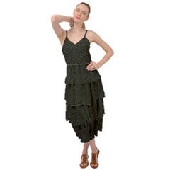 Army Green And Black Netting Layered Bottom Dress by SpinnyChairDesigns