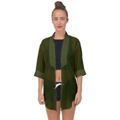 Army Green Color Texture Open Front Chiffon Kimono by SpinnyChairDesigns