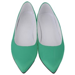 True Biscay Green Solid Color Women s Low Heels by SpinnyChairDesigns