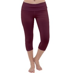 True Burgundy Color Capri Yoga Leggings by SpinnyChairDesigns