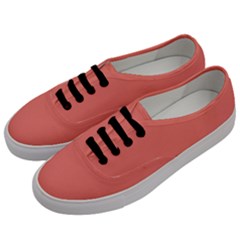 True Coral Pink Color Men s Classic Low Top Sneakers by SpinnyChairDesigns