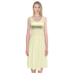 True Cream Color Midi Sleeveless Dress by SpinnyChairDesigns