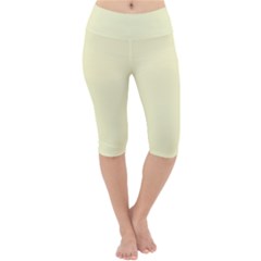 True Cream Color Lightweight Velour Cropped Yoga Leggings by SpinnyChairDesigns
