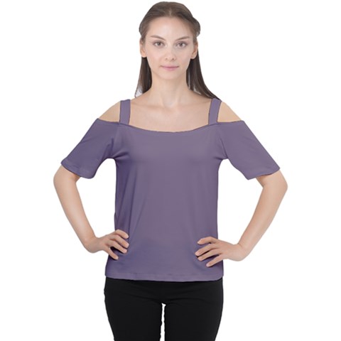 Grape Compote Purple Color Cutout Shoulder Tee by SpinnyChairDesigns