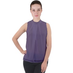 Grape Compote Purple Color Mock Neck Chiffon Sleeveless Top by SpinnyChairDesigns
