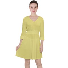 True Lemon Yellow Color Ruffle Dress by SpinnyChairDesigns