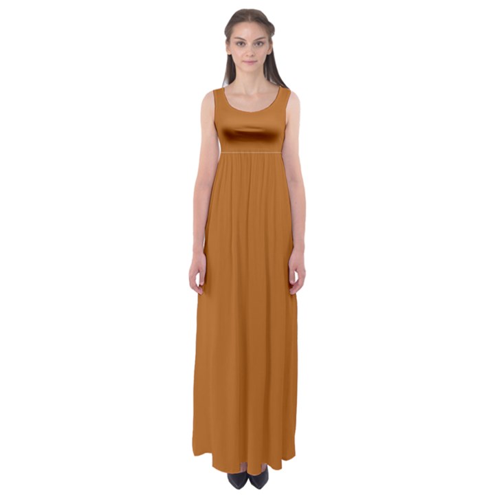 True Light Brown Color Empire Waist Maxi Dress