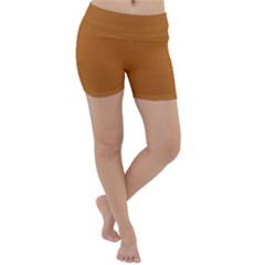 True Light Brown Color Lightweight Velour Yoga Shorts by SpinnyChairDesigns