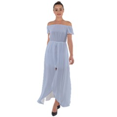 Light Steel Blue Color Off Shoulder Open Front Chiffon Dress by SpinnyChairDesigns