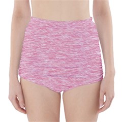 Blush Pink Textured High-waisted Bikini Bottoms by SpinnyChairDesigns