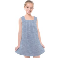 Faded Denim Blue Texture Kids  Cross Back Dress by SpinnyChairDesigns