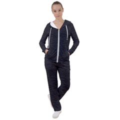 Black Color Texture Women s Tracksuit by SpinnyChairDesigns