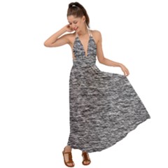 Black White Grey Texture Backless Maxi Beach Dress