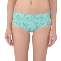Biscay Green Monarch Butterflies Mid-waist Bikini Bottoms by SpinnyChairDesigns