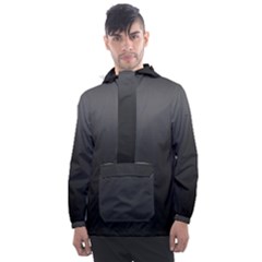 Black Gradient Ombre Color Men s Front Pocket Pullover Windbreaker by SpinnyChairDesigns