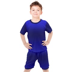 Cobalt Blue Gradient Ombre Color Kids  Tee And Shorts Set by SpinnyChairDesigns