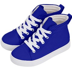 Cobalt Blue Color Stripes Kids  Hi-top Skate Sneakers by SpinnyChairDesigns