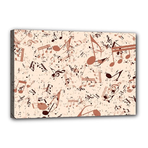 Music Notes Pattern Cinnamon Color Canvas 18  X 12  (stretched) by SpinnyChairDesigns
