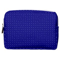 Navy Blue Color Polka Dots Make Up Pouch (medium) by SpinnyChairDesigns