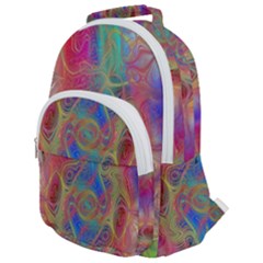 Boho Tie Dye Rainbow Rounded Multi Pocket Backpack by SpinnyChairDesigns
