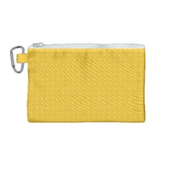 Saffron Yellow Color Polka Dots Canvas Cosmetic Bag (medium) by SpinnyChairDesigns