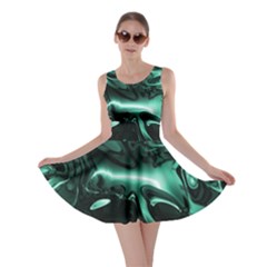 Biscay Green Black Abstract Art Skater Dress by SpinnyChairDesigns