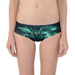 Biscay Green Black Abstract Art Classic Bikini Bottoms by SpinnyChairDesigns