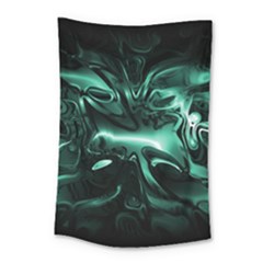 Biscay Green Black Abstract Art Small Tapestry by SpinnyChairDesigns