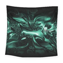 Biscay Green Black Abstract Art Square Tapestry (large) by SpinnyChairDesigns