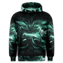 Biscay Green Black Abstract Art Men s Overhead Hoodie by SpinnyChairDesigns