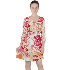 Red Orange Abstract Art Ruffle Dress by SpinnyChairDesigns