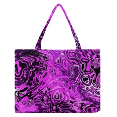 Magenta Black Abstract Art Zipper Medium Tote Bag by SpinnyChairDesigns
