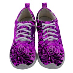 Magenta Black Abstract Art Athletic Shoes by SpinnyChairDesigns