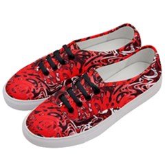 Red Black Abstract Art Women s Classic Low Top Sneakers by SpinnyChairDesigns