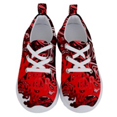 Red Black Abstract Art Running Shoes by SpinnyChairDesigns