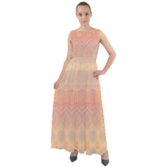 Boho Soft Peach Pattern Chiffon Mesh Boho Maxi Dress by SpinnyChairDesigns