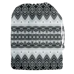 Boho Black And White  Drawstring Pouch (3xl) by SpinnyChairDesigns