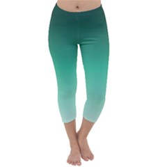 Biscay Green Gradient Ombre Capri Winter Leggings  by SpinnyChairDesigns