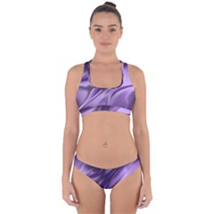 Purple Abstract Art Cross Back Hipster Bikini Set by SpinnyChairDesigns