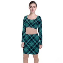 Biscay Green Black Plaid Top And Skirt Sets by SpinnyChairDesigns