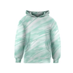 Biscay Green White Feathered Swoosh Kids  Pullover Hoodie by SpinnyChairDesigns