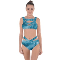 Cerulean Blue Geometric Patterns Bandaged Up Bikini Set  by SpinnyChairDesigns