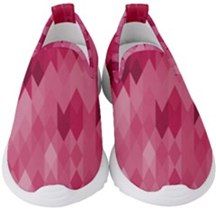 Blush Pink Geometric Pattern Kids  Slip On Sneakers by SpinnyChairDesigns