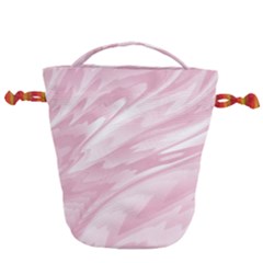 Pastel Pink Feathered Pattern Drawstring Bucket Bag by SpinnyChairDesigns