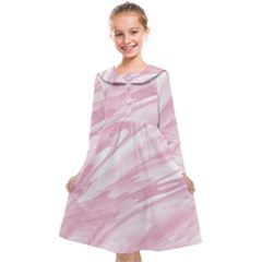 Pastel Pink Feathered Pattern Kids  Midi Sailor Dress by SpinnyChairDesigns