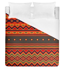 Boho Orange Tribal Pattern Duvet Cover (queen Size) by SpinnyChairDesigns