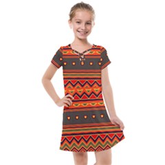 Boho Orange Tribal Pattern Kids  Cross Web Dress by SpinnyChairDesigns