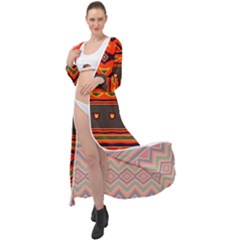 Boho Orange Tribal Pattern Maxi Chiffon Beach Wrap by SpinnyChairDesigns