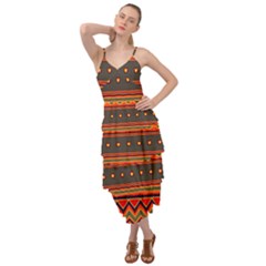 Boho Orange Tribal Pattern Layered Bottom Dress by SpinnyChairDesigns
