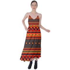 Boho Orange Tribal Pattern Tie Back Maxi Dress by SpinnyChairDesigns